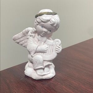 White Angel Figurine with Harp
